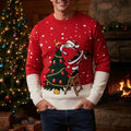Red Adult Christmas Jumper - Santa & Tree Knit Sweater