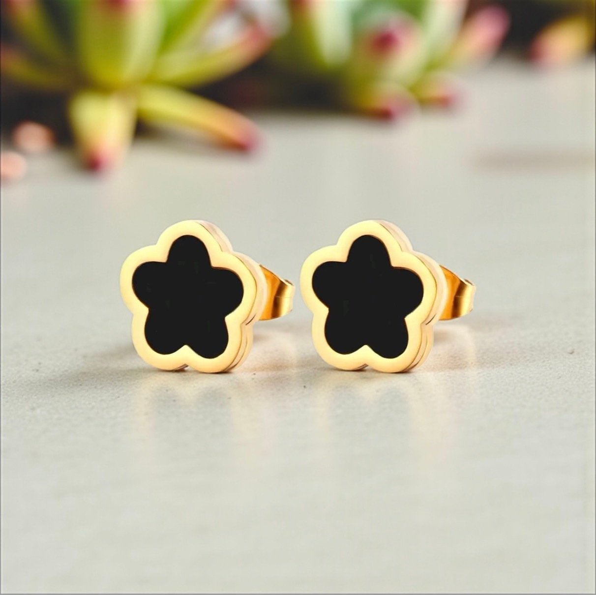18K Gold Plated Stainless Steel Stud Earrings – Minimalist Waterproof Hypoallergenic