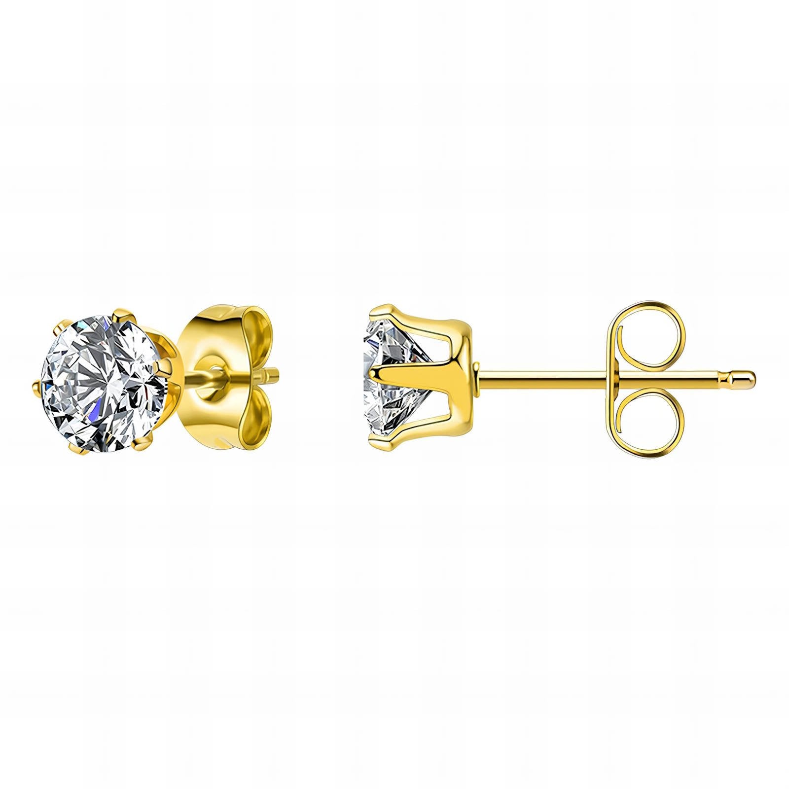 Tiny Cubic Zirconia Stud Earrings – 18K Gold Plated 316L Stainless Steel, Waterproof & Hypoallergenic