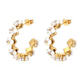 Statement Cubic Zirconia Stud Earrings – 18K Gold Plated 316L Stainless Steel, Waterproof & Hypoallergenic