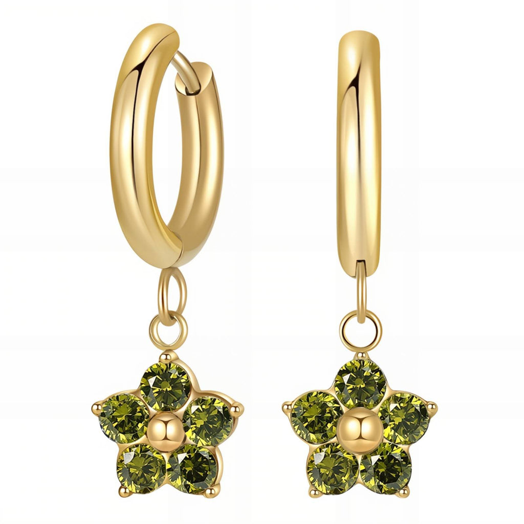 Gold Plated Cubic Zirconia Congo Hoop Earrings – 316L Stainless Steel, Waterproof & Hypoallergenic
