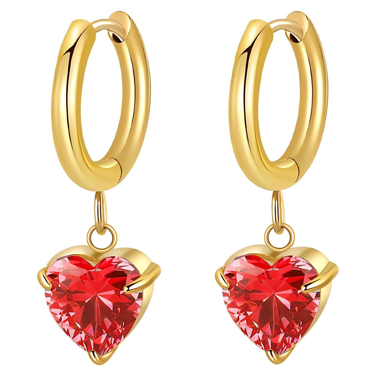 Gold Plated Congo Hoop Earrings with Cubic Zirconia – 316L Stainless Steel Waterproof Hypoallergenic Statement Earrings