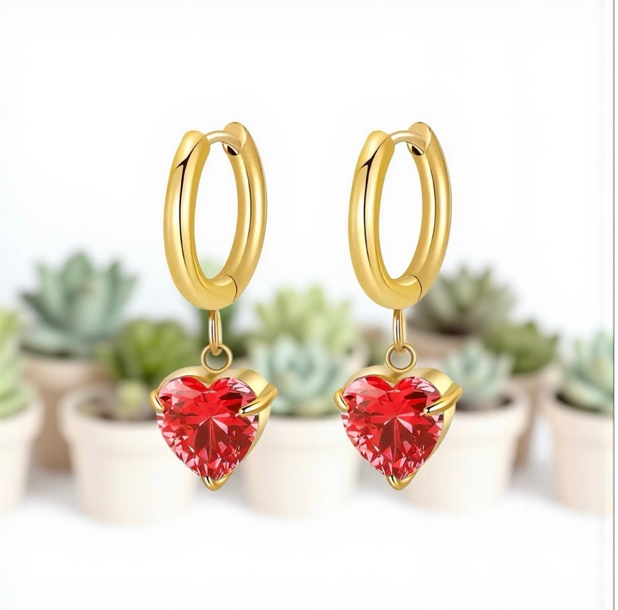 Gold Plated Congo Hoop Earrings with Cubic Zirconia – 316L Stainless Steel Waterproof Hypoallergenic Statement Earrings
