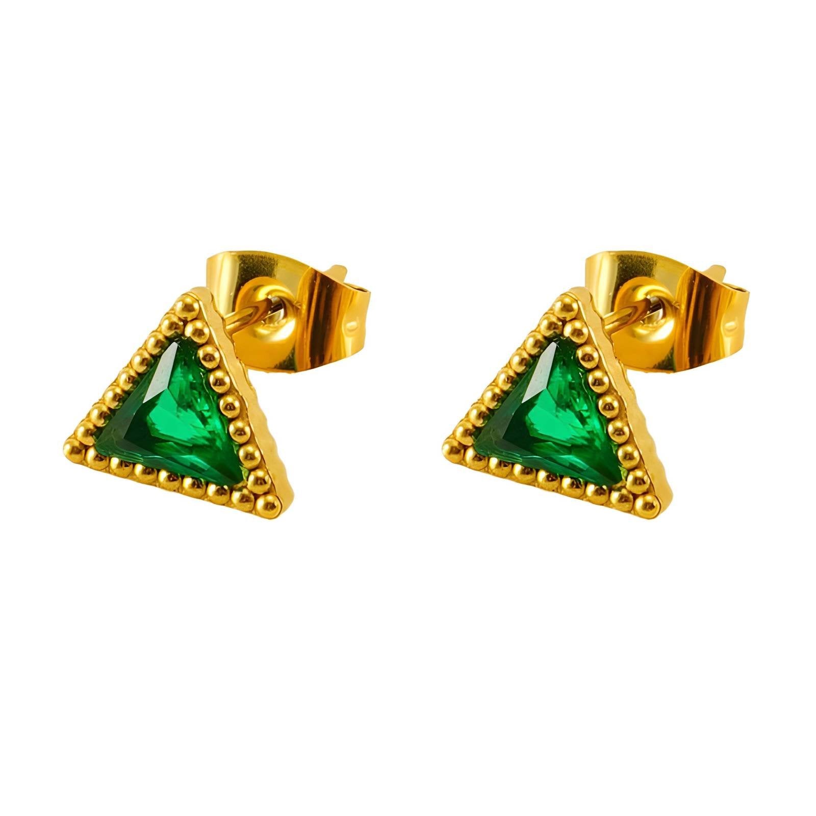 18K Gold Plated Cubic Zirconia Stud Earrings – Waterproof Hypoallergenic 316L Stainless Steel Minimalist Diamond-Look Earrings