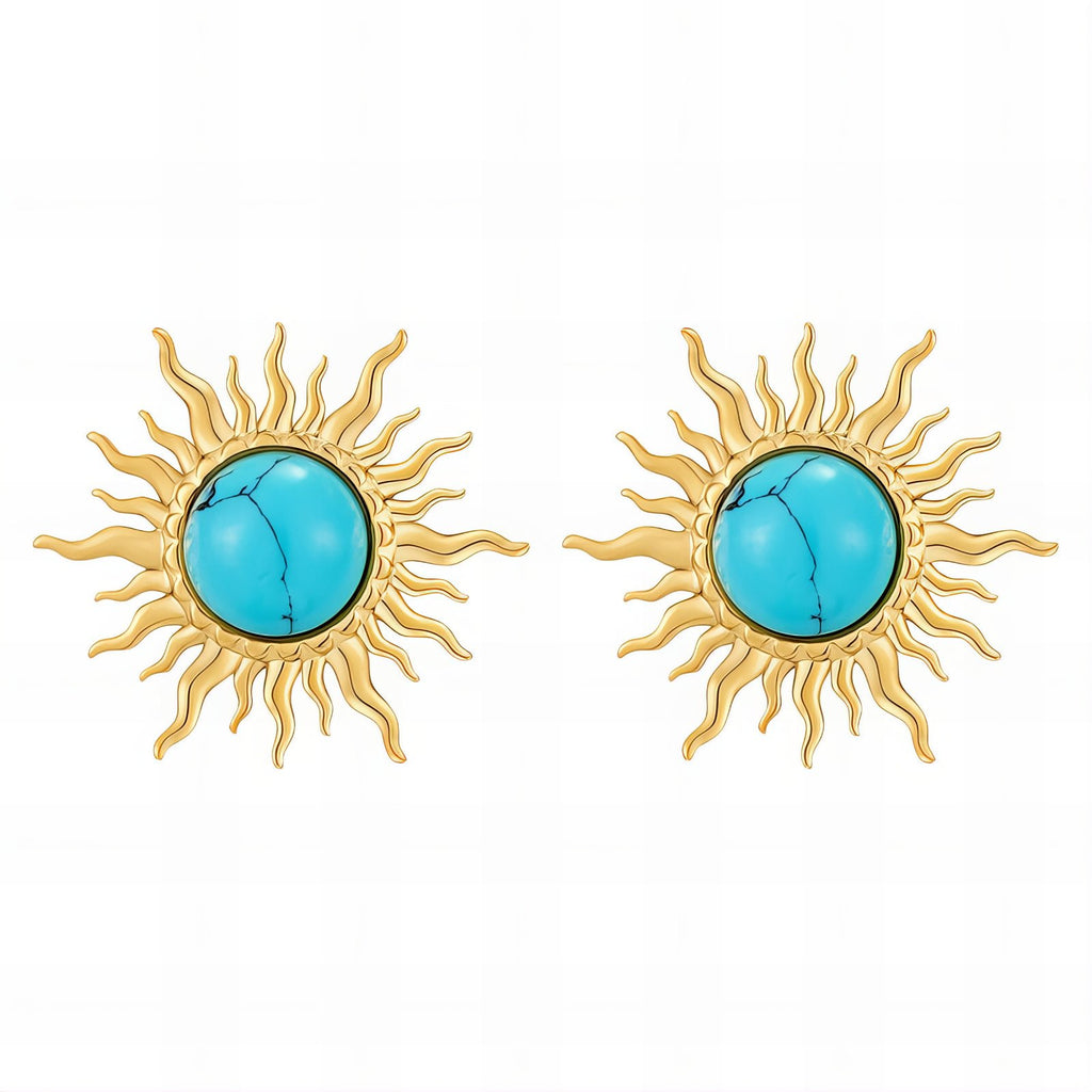 18K Gold Plated Rhinestone Statement Stud Earrings – 316L Stainless Steel Waterproof Hypoallergenic Sparkling Earrings