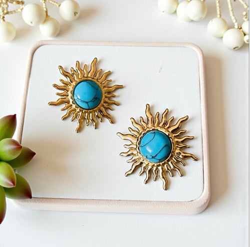 18K Gold Plated Rhinestone Statement Stud Earrings – 316L Stainless Steel Waterproof Hypoallergenic Sparkling Earrings