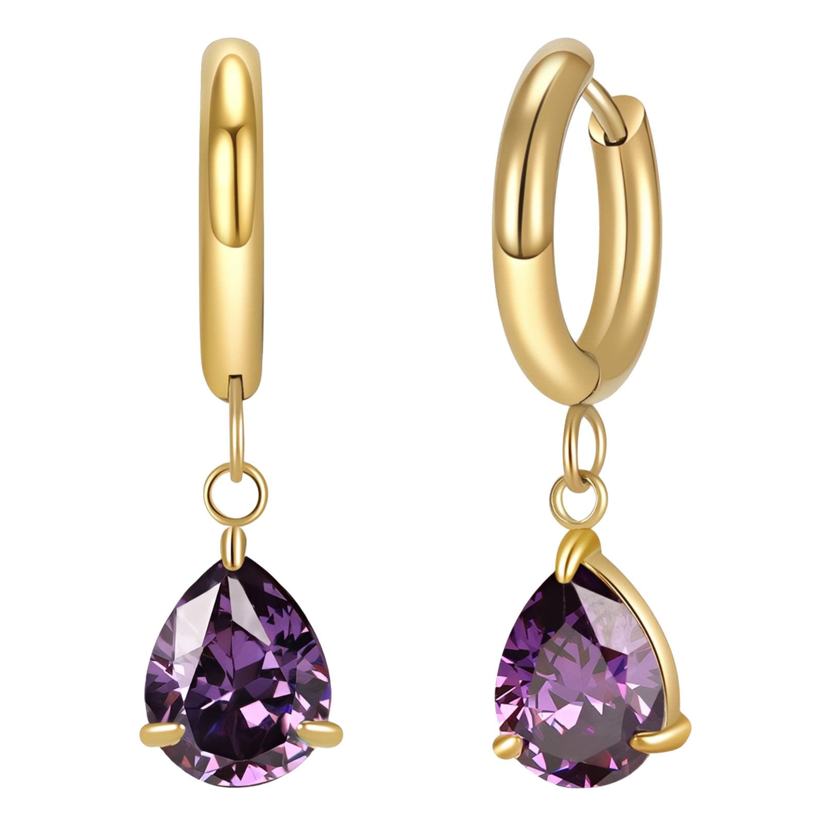 18K Gold Plated Congo Earrings with Cubic Zirconia – Waterproof Hypoallergenic 316L Stainless Steel Hoops