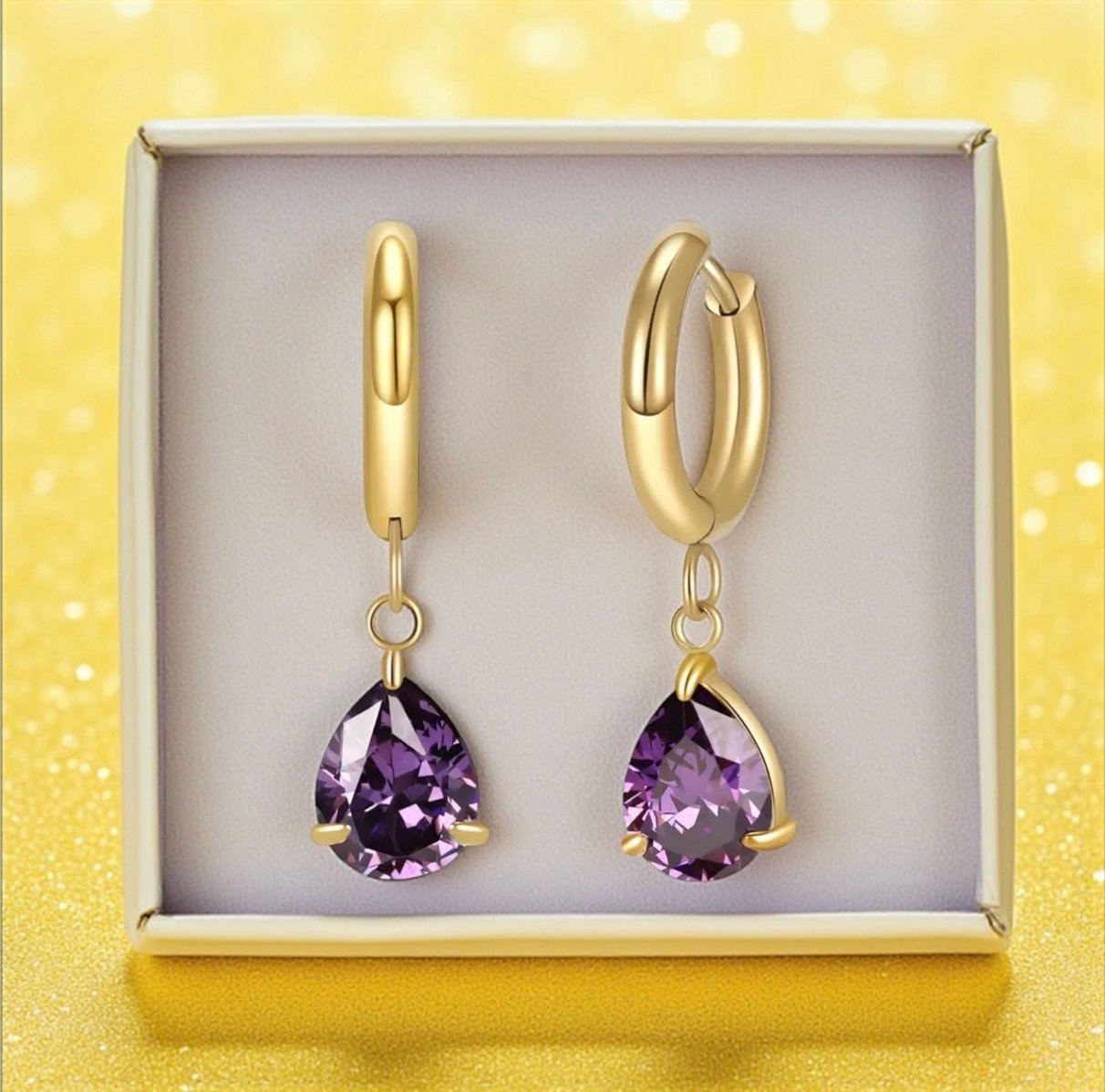 18K Gold Plated Congo Earrings with Cubic Zirconia – Waterproof Hypoallergenic 316L Stainless Steel Hoops
