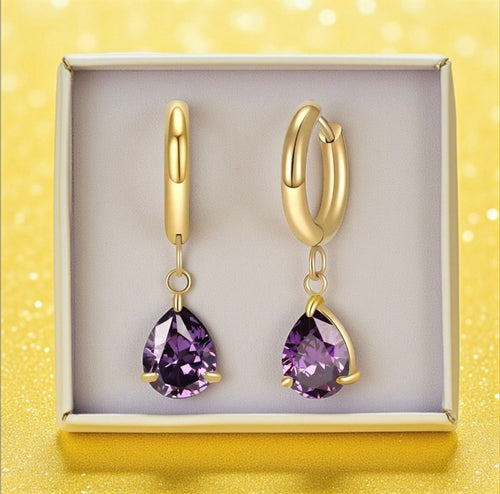 18K Gold Plated Congo Earrings with Cubic Zirconia – Waterproof Hypoallergenic 316L Stainless Steel Hoops