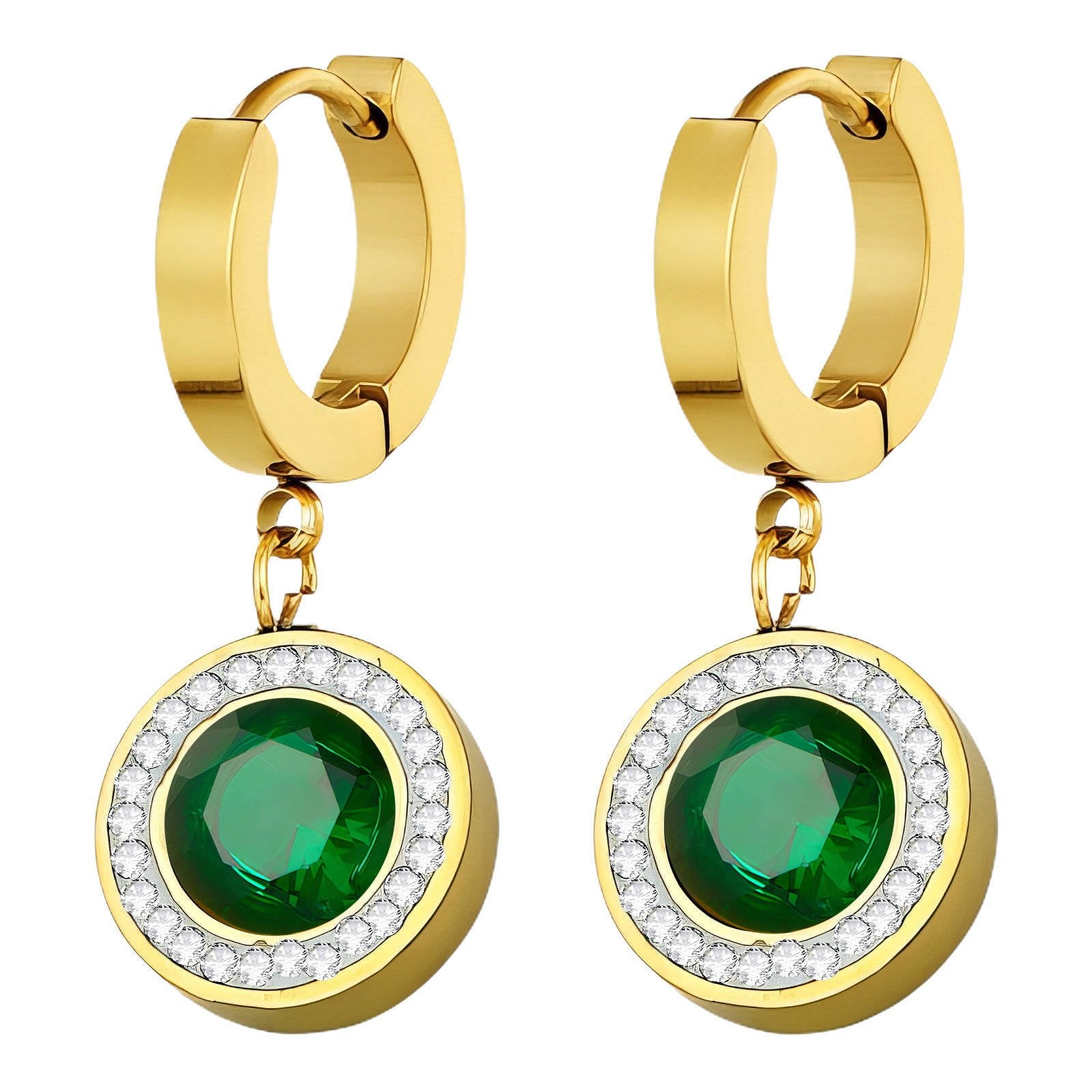 18K Gold Plated Congo Hoop Earrings with Cubic Zirconia – Waterproof Hypoallergenic Stainless Steel Earrings