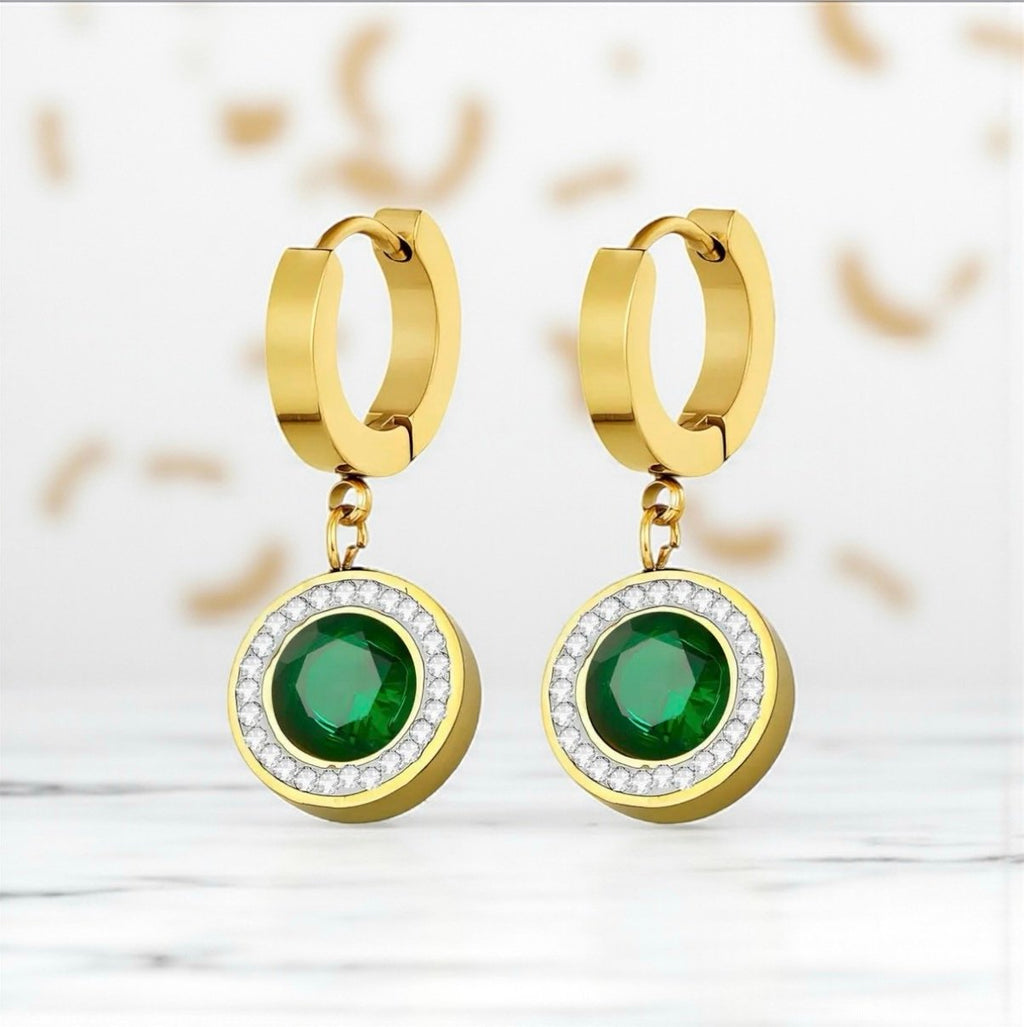 18K Gold Plated Congo Hoop Earrings with Cubic Zirconia – Waterproof Hypoallergenic Stainless Steel Earrings