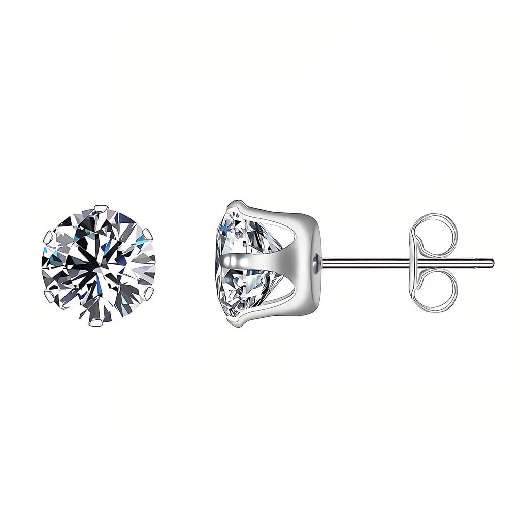 Cubic Zirconia Stud Earrings in 316 Stainless Steel – Waterproof Hypoallergenic Minimalist Studs