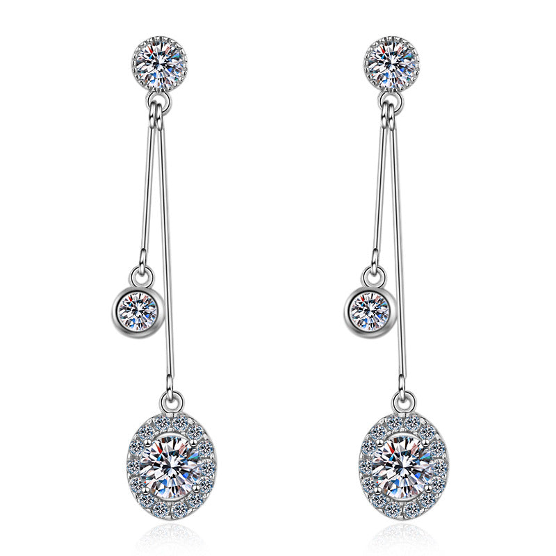 1 Carat D-Color Moissanite Drop Earrings in 925 Silver – Luxury Rhodium Plated Statement Jewelry