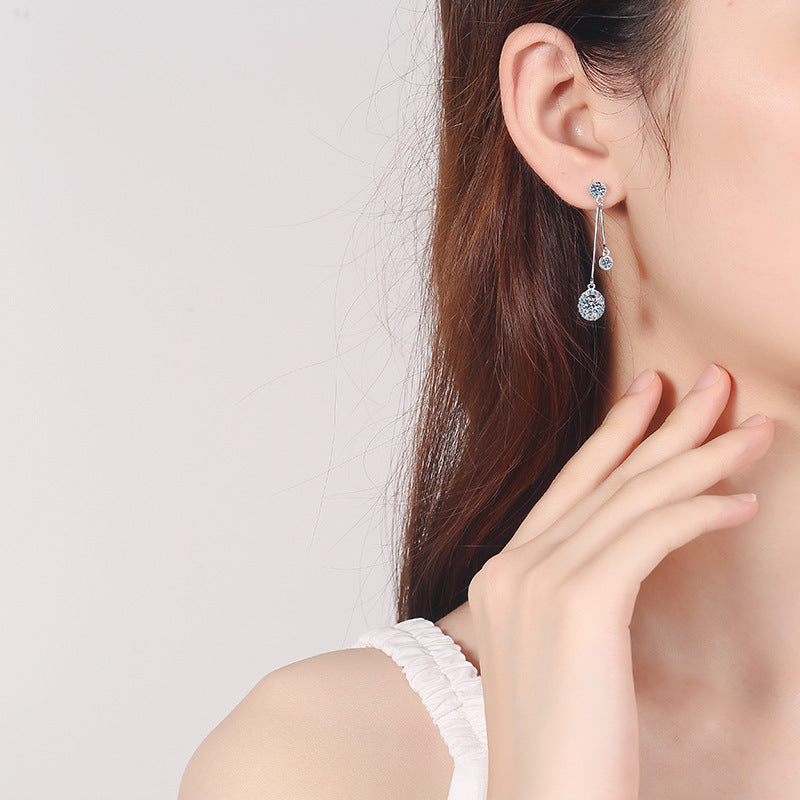 1 Carat D-Color Moissanite Drop Earrings in 925 Silver – Luxury Rhodium Plated Statement Jewelry