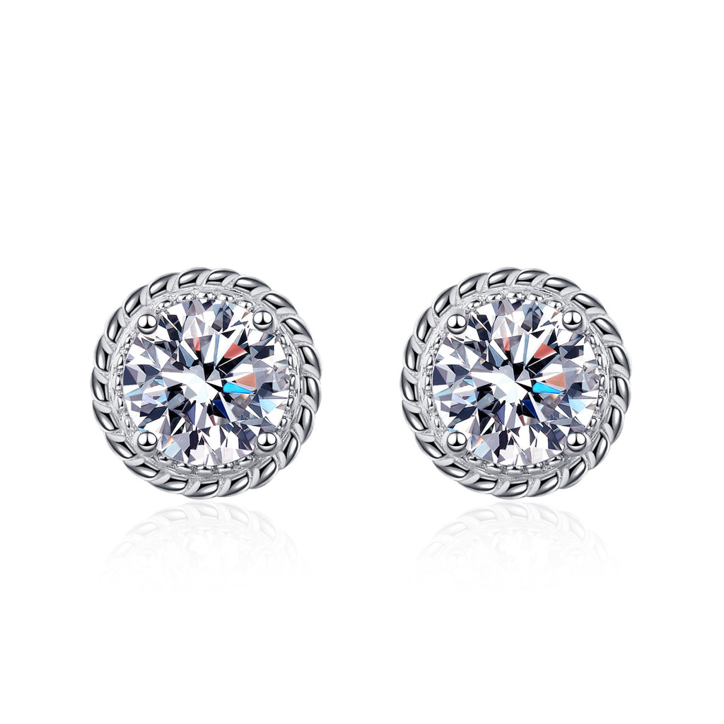 1 Carat D-Color Moissanite Stud Earrings in 925 Silver – Excellent Cut, Rhodium Plated Luxury Diamond Alternative