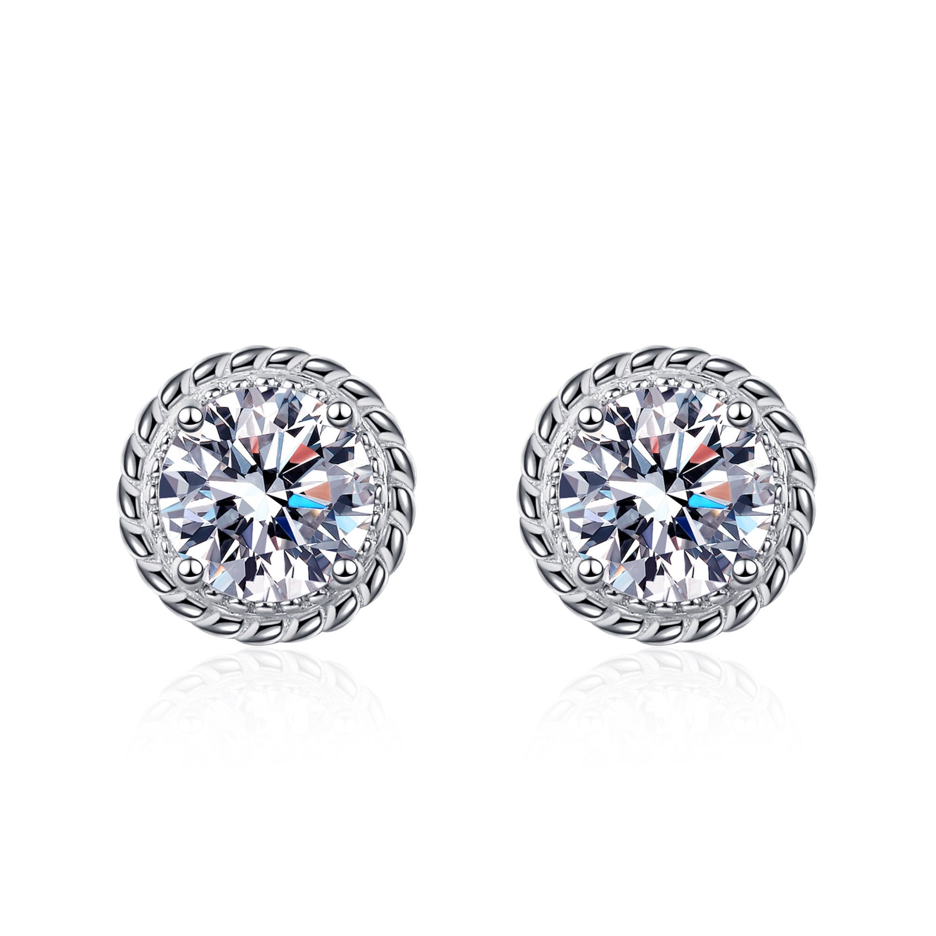 1 Carat D-Color Moissanite Stud Earrings in 925 Silver – Excellent Cut, Rhodium Plated Luxury Diamond Alternative