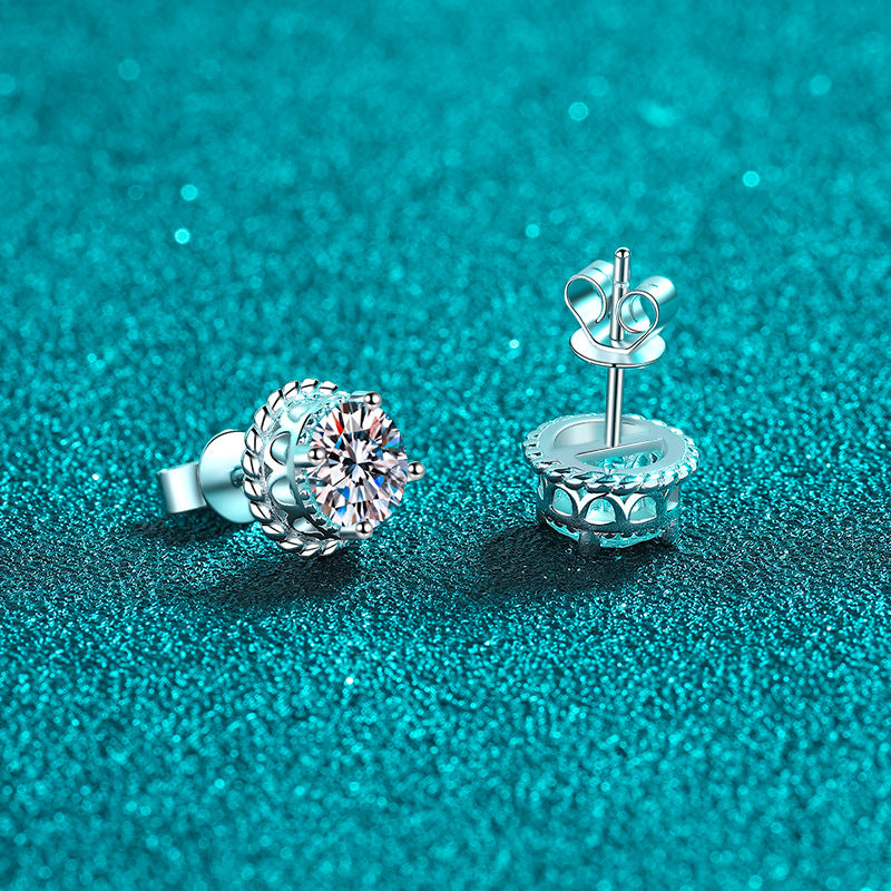 1 Carat D-Color Moissanite Stud Earrings in 925 Silver – Excellent Cut, Rhodium Plated Luxury Diamond Alternative