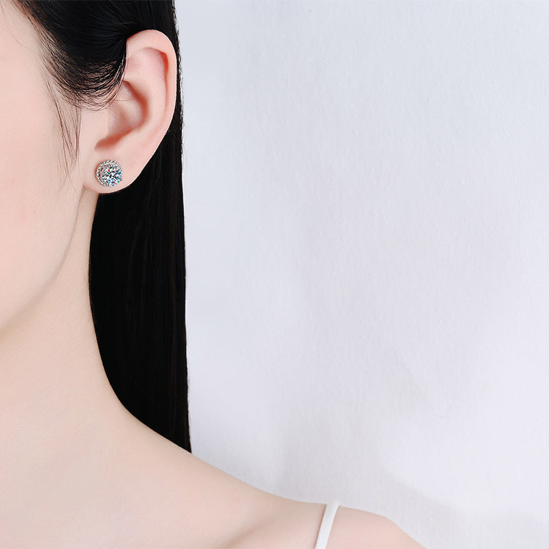 1 Carat D-Color Moissanite Stud Earrings in 925 Silver – Excellent Cut, Rhodium Plated Luxury Diamond Alternative