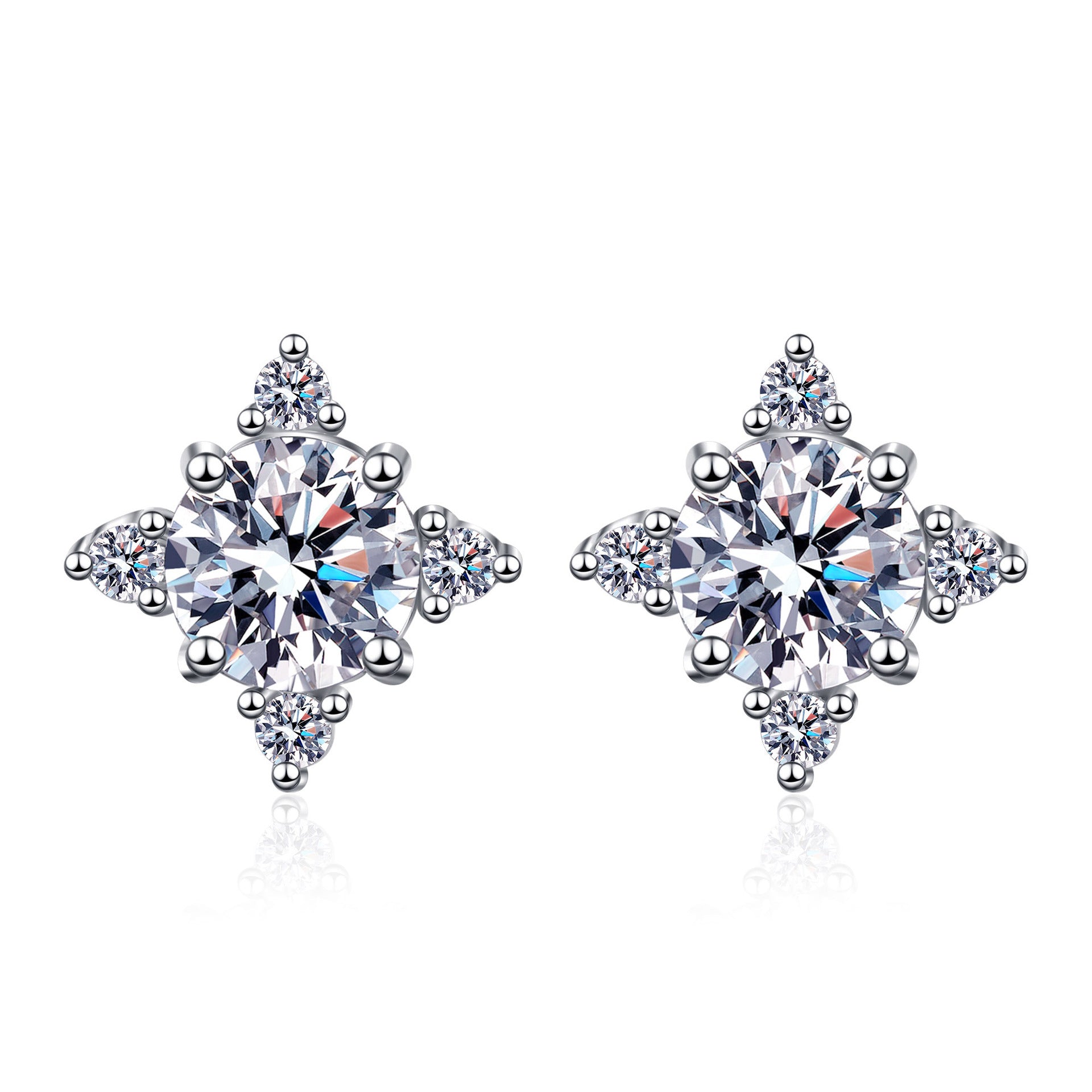 1 Carat D Colour Moissanite Earrings – 925 Silver Plated, Excellent Cut, Rhodium & Palladium Finish
