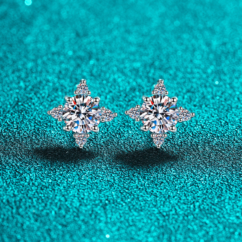 1 Carat D Colour Moissanite Earrings – 925 Silver Plated, Excellent Cut, Rhodium & Palladium Finish