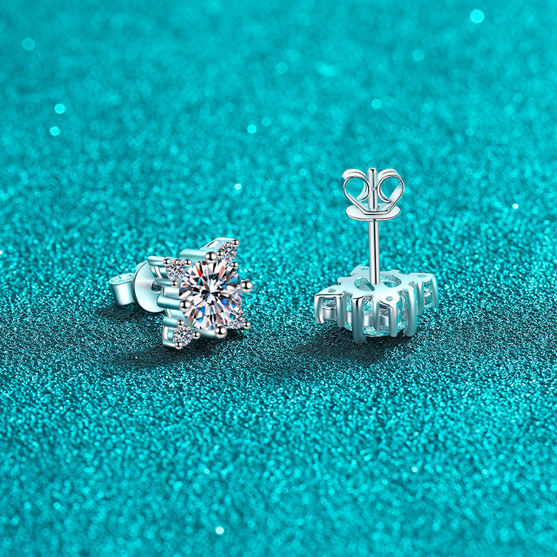 1 Carat D Colour Moissanite Earrings – 925 Silver Plated, Excellent Cut, Rhodium & Palladium Finish