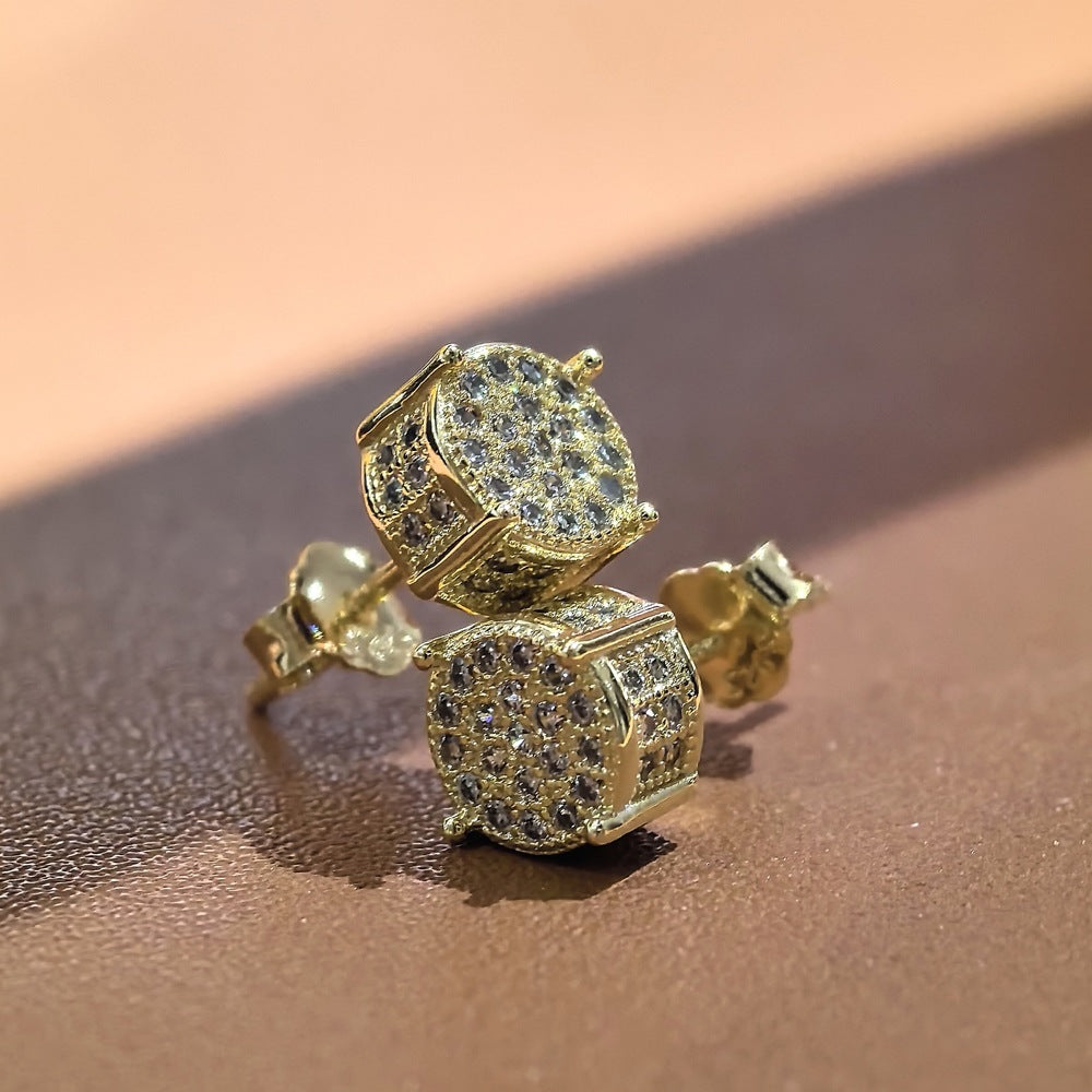 Gold Plated Zircon Stud Earrings for Women | 5A Zircon Sparkle | S925 Sterling Silver Post | Elegant Hypoallergenic Jewelry