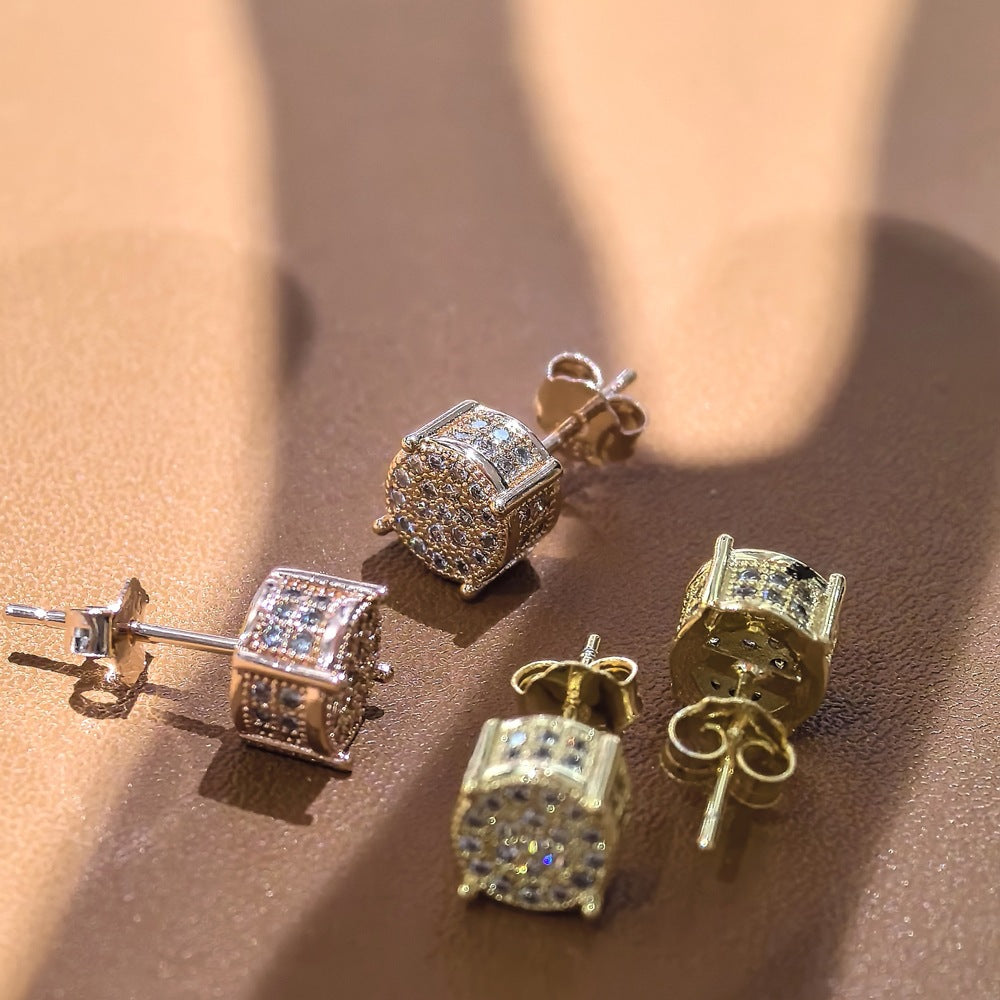 Gold Plated Zircon Stud Earrings for Women | 5A Zircon Sparkle | S925 Sterling Silver Post | Elegant Hypoallergenic Jewelry