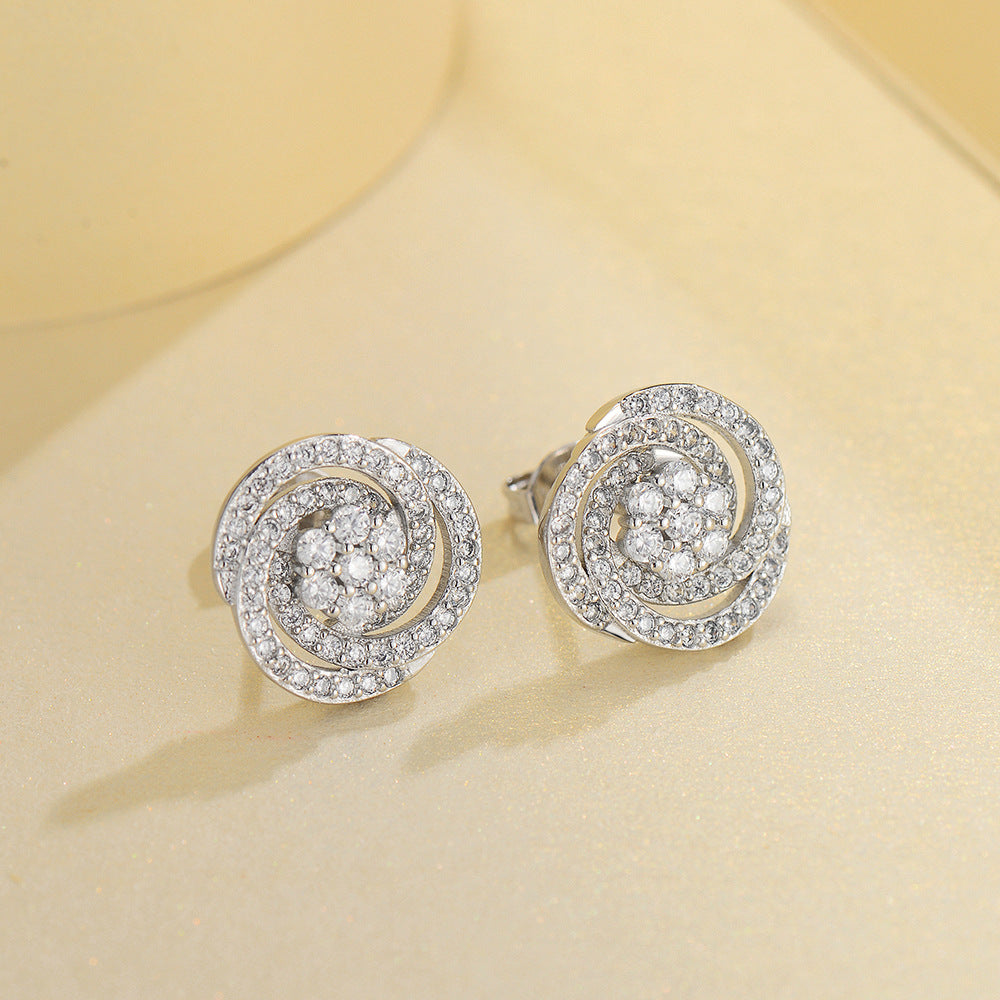 Platinum Plated Zircon Stud Earrings for Women | 5A Zircon Sparkle | Hypoallergenic S925 Sterling Silver Post | Elegant Jewelry Gift