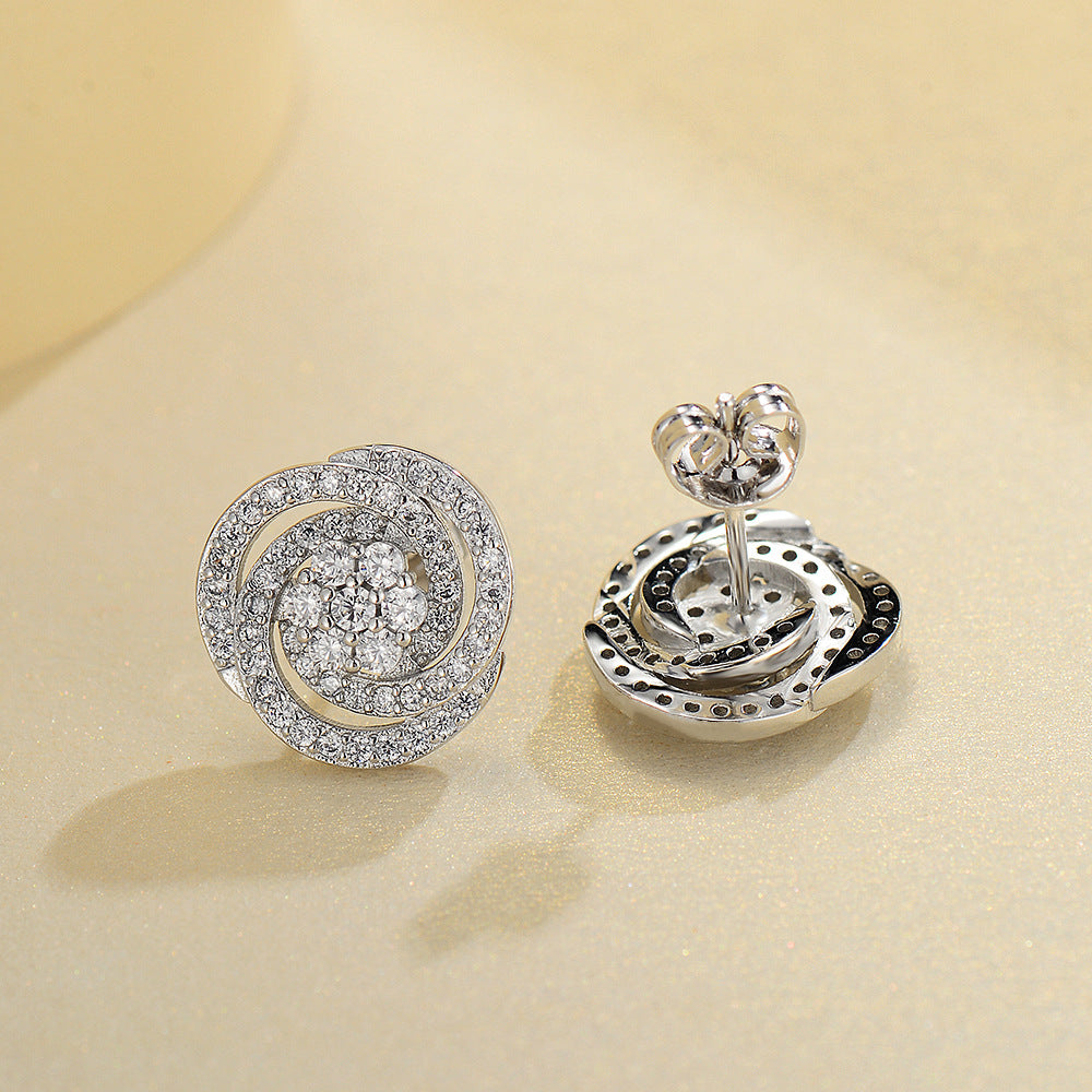 Platinum Plated Zircon Stud Earrings for Women | 5A Zircon Sparkle | Hypoallergenic S925 Sterling Silver Post | Elegant Jewelry Gift