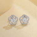 Platinum Plated Flower Zircon Stud Earrings for Women | 5A Zircon Sparkle | Hypoallergenic S925 Sterling Silver Post | Elegant Floral Jewelry