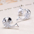 Platinum Plated Fish Zircon Earrings for Women | 5A Zircon Sparkle | Hypoallergenic S925 Sterling Silver Post | Unique Ocean-Inspired Jewelry