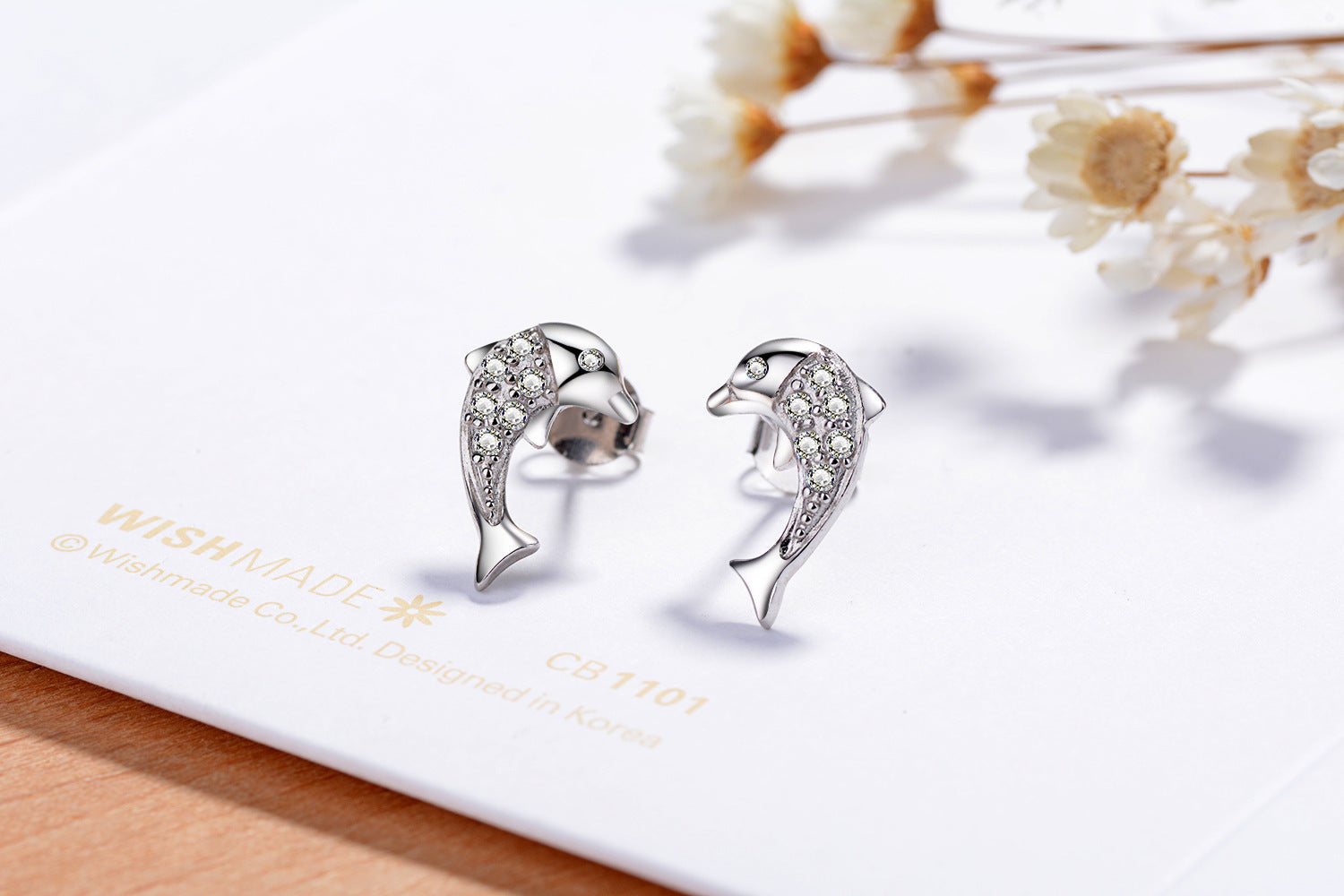Platinum Plated Fish Zircon Earrings for Women | 5A Zircon Sparkle | Hypoallergenic S925 Sterling Silver Post | Unique Ocean-Inspired Jewelry