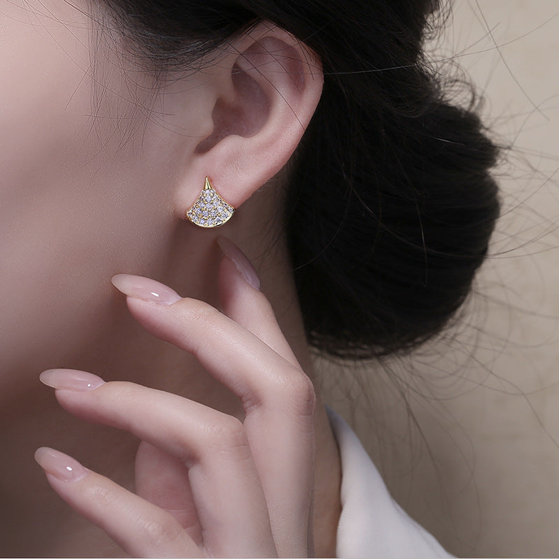 Rose Gold Plated Skirt Zircon Earrings for Women | 5A Zircon Sparkle | Hypoallergenic S925 Sterling Silver Post | Elegant Feminine Jewelry