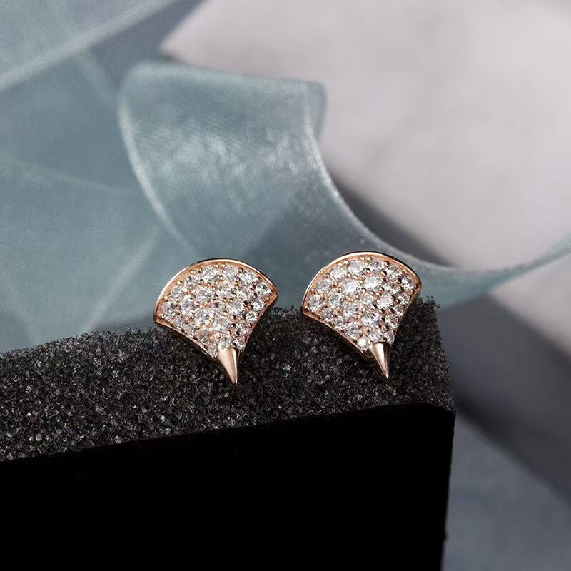 Rose Gold Plated Skirt Zircon Earrings for Women | 5A Zircon Sparkle | Hypoallergenic S925 Sterling Silver Post | Elegant Feminine Jewelry