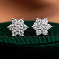 Platinum Plated Flower Zircon Stud Earrings for Women | 5A Zircon Sparkle | Hypoallergenic S925 Sterling Silver Post | Dainty Floral Jewelry