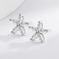 Platinum Plated Flower Zircon Earrings for Women | 5A Zircon Sparkle | Hypoallergenic S925 Sterling Silver Post | Elegant Floral Stud Jewelry