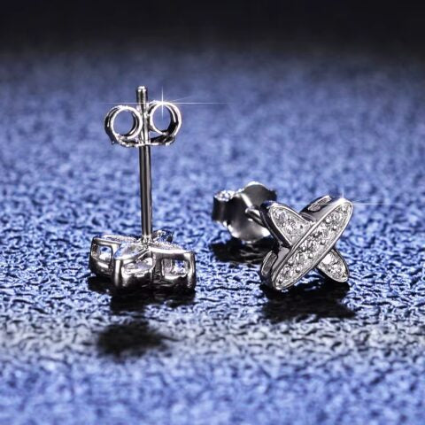 Platinum-Plated Zircon Stud Earrings – Elegant 5A Zircon White Copper Jewelry