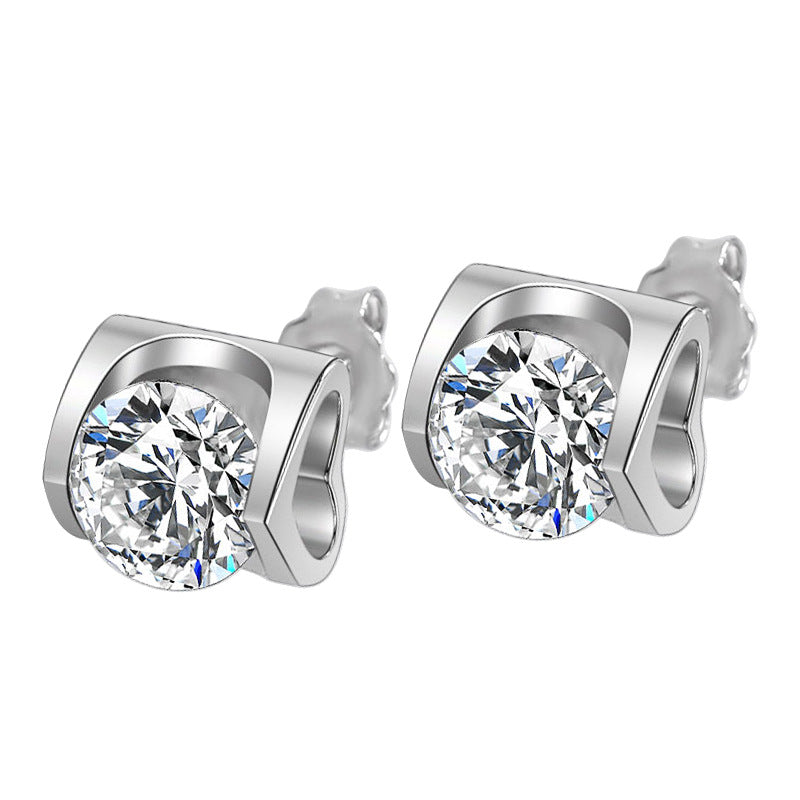 Platinum-Plated 5A Zircon Stud Earrings with S925 Sterling Silver Posts – Elegant Minimal Jewelry