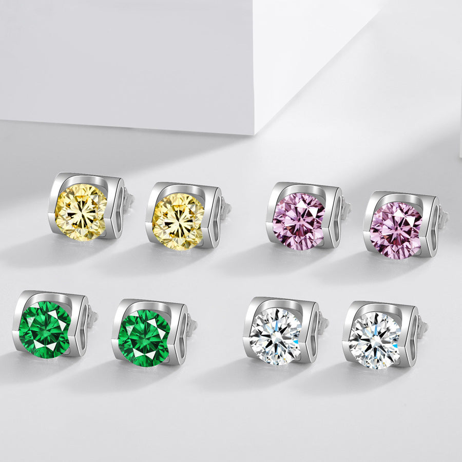 Platinum-Plated 5A Zircon Stud Earrings with S925 Sterling Silver Posts – Elegant Minimal Jewelry