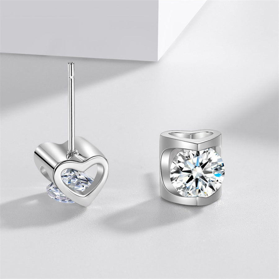 Platinum-Plated 5A Zircon Stud Earrings with S925 Sterling Silver Posts – Elegant Minimal Jewelry