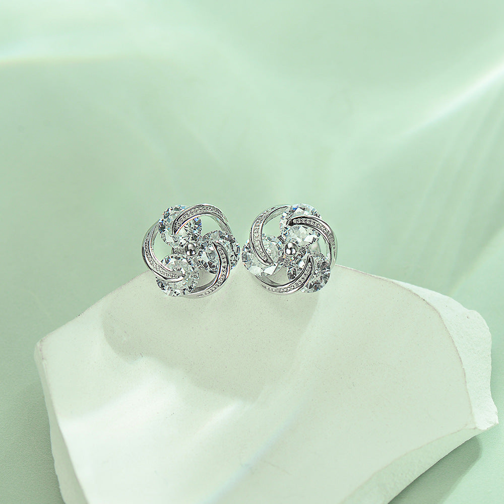 Platinum-Plated 5A Zircon Stud Earrings with S925 Sterling Silver – Elegant Minimalist Jewelry Gift