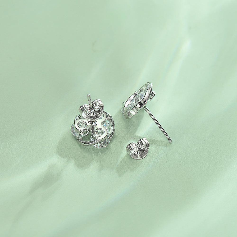 Platinum-Plated 5A Zircon Stud Earrings with S925 Sterling Silver – Elegant Minimalist Jewelry Gift