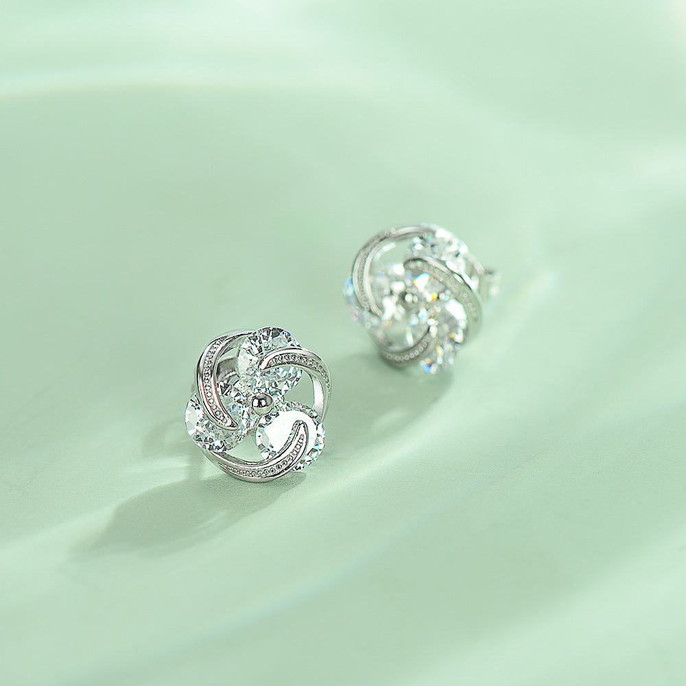 Platinum-Plated 5A Zircon Stud Earrings with S925 Sterling Silver – Elegant Minimalist Jewelry Gift