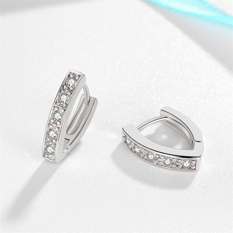 Platinum-Plated Oval Zircon Hoop Earrings with S925 Sterling Silver – Elegant Minimalist Jewelry