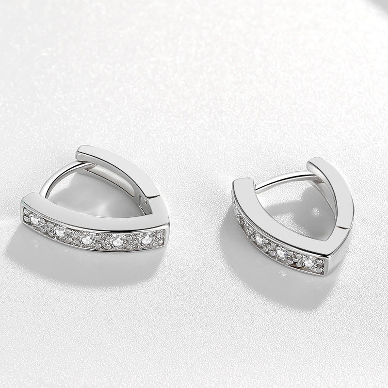 Platinum-Plated Oval Zircon Hoop Earrings with S925 Sterling Silver – Elegant Minimalist Jewelry