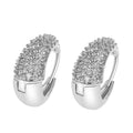 Platinum-Plated Round Zircon Hoop Earrings with S925 Sterling Silver – Classic Elegant Jewelry