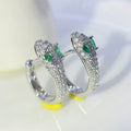 Platinum-Plated Snake Hoop Zircon Earrings with S925 Sterling Silver – Bold Statement Jewelry