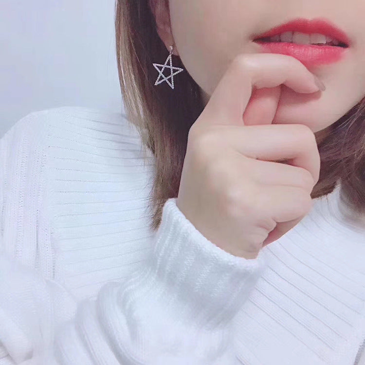 Platinum-Plated Star Zircon Earrings with S925 Sterling Silver – Sparkling Celestial Jewelry