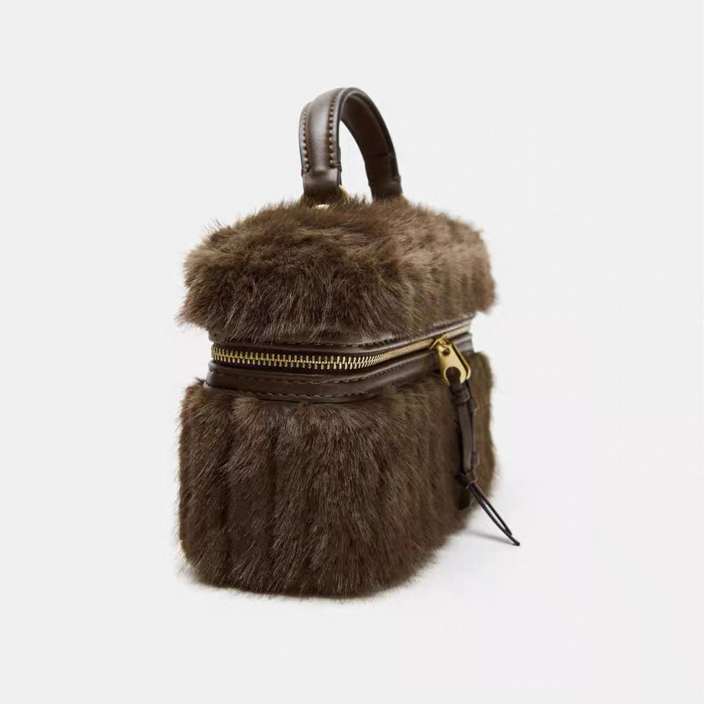 European And American-style Chic Plush Chain-decorated Lunch Bag