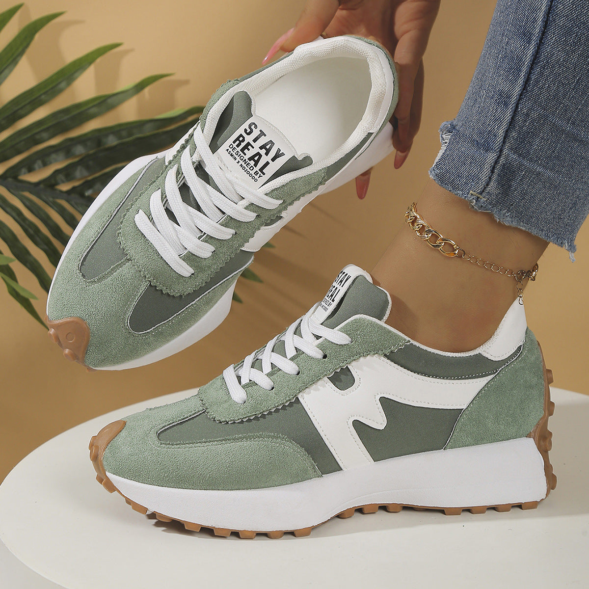 Womens Chunky-Soled Student Sneakers